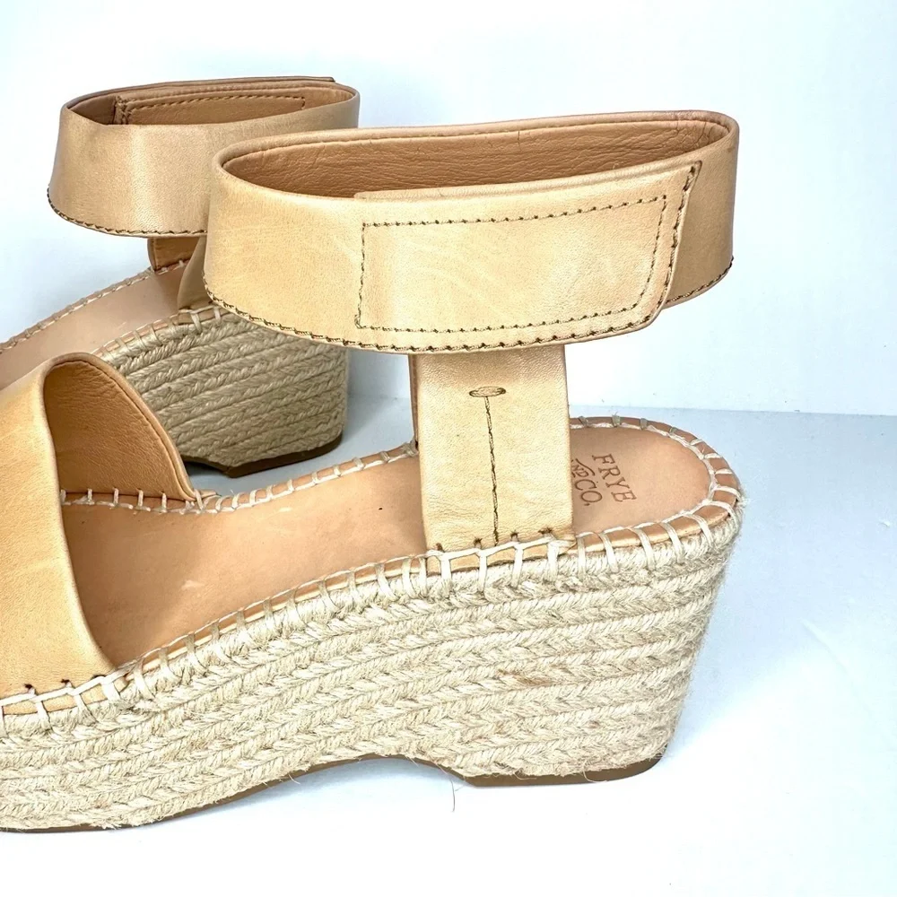 FRYE AND CO. Tan Espadrille Wedge Sandals Size 8
